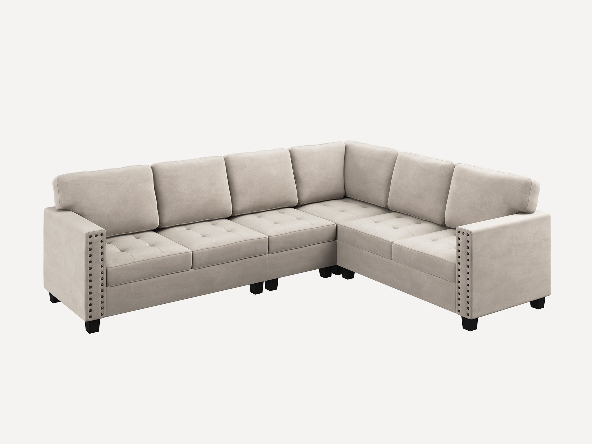 HONBAY 6 Piece Velvet Modular Sectional