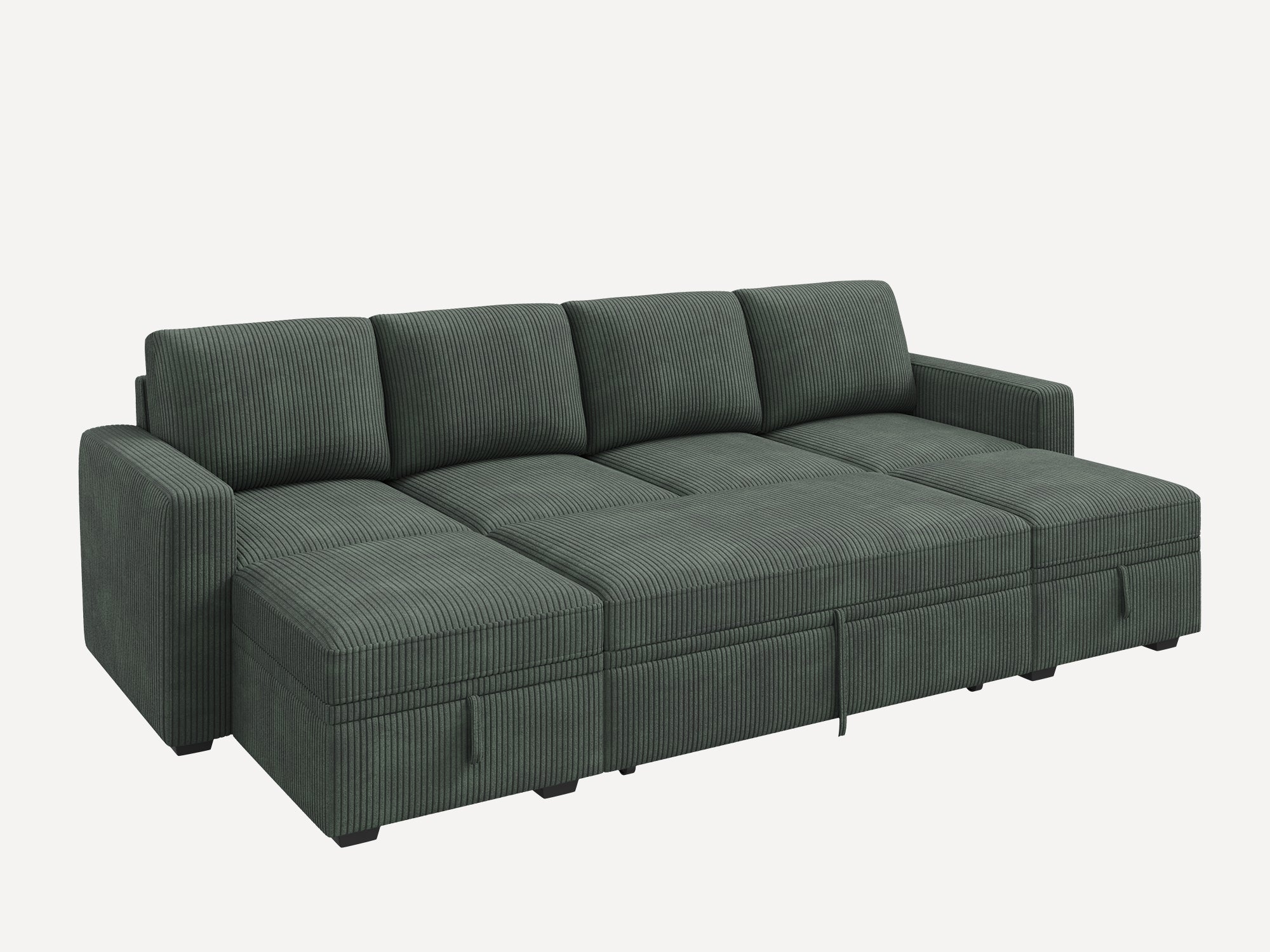 6-Piece Corduroy Sleeper modular sofa #Color_Corduroy Green