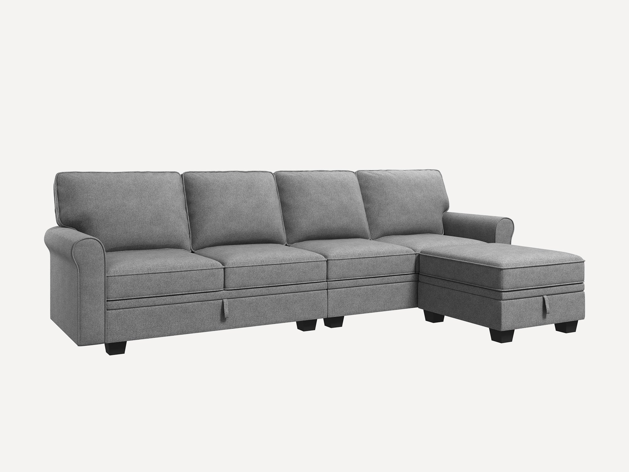 HONBAY 5-Piece Polyester Convertible Sectional With Storage Seat