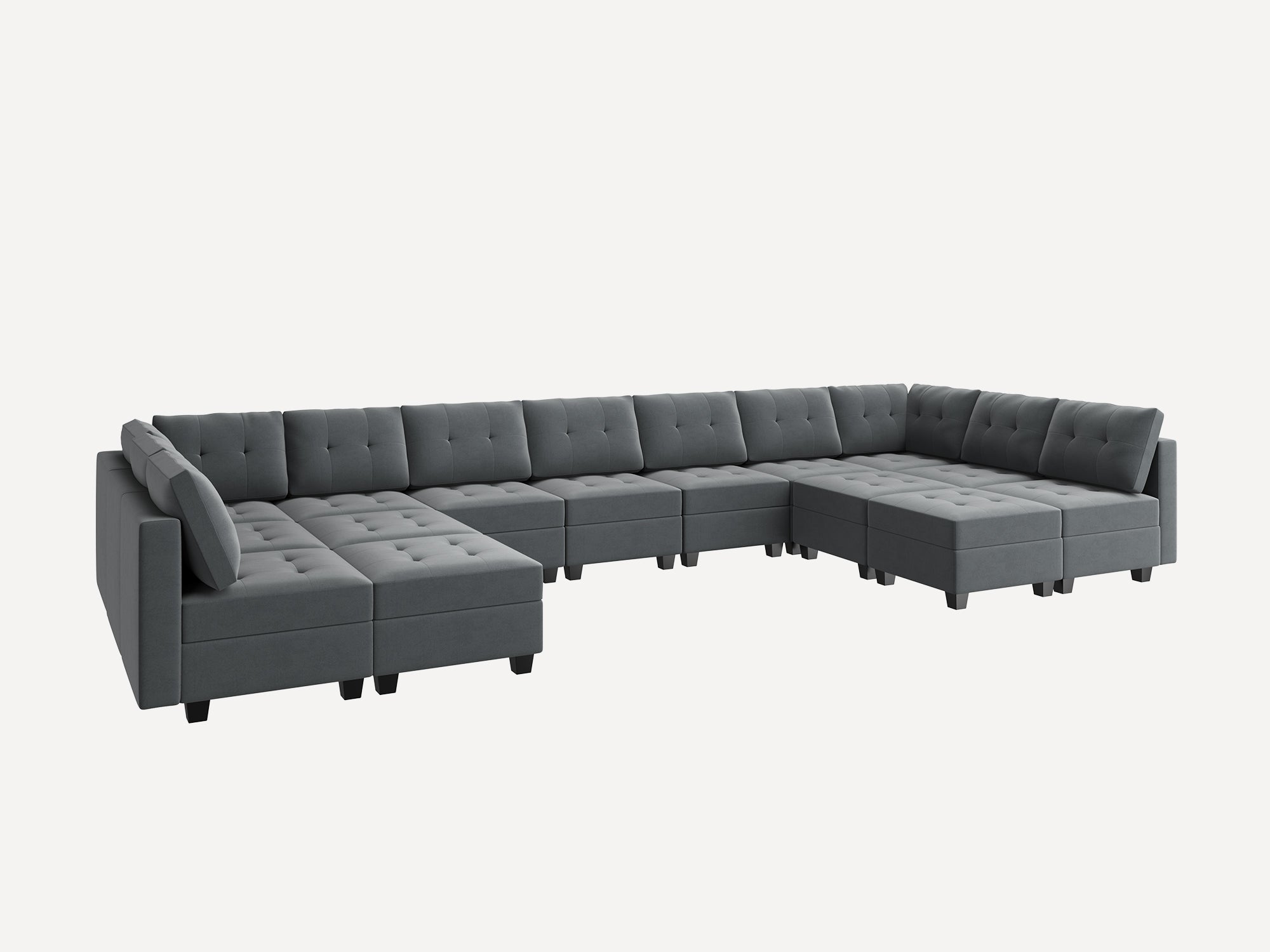 HONBAY 15-Piece Velvet Modular Sleeper Sectional With Storage Seat