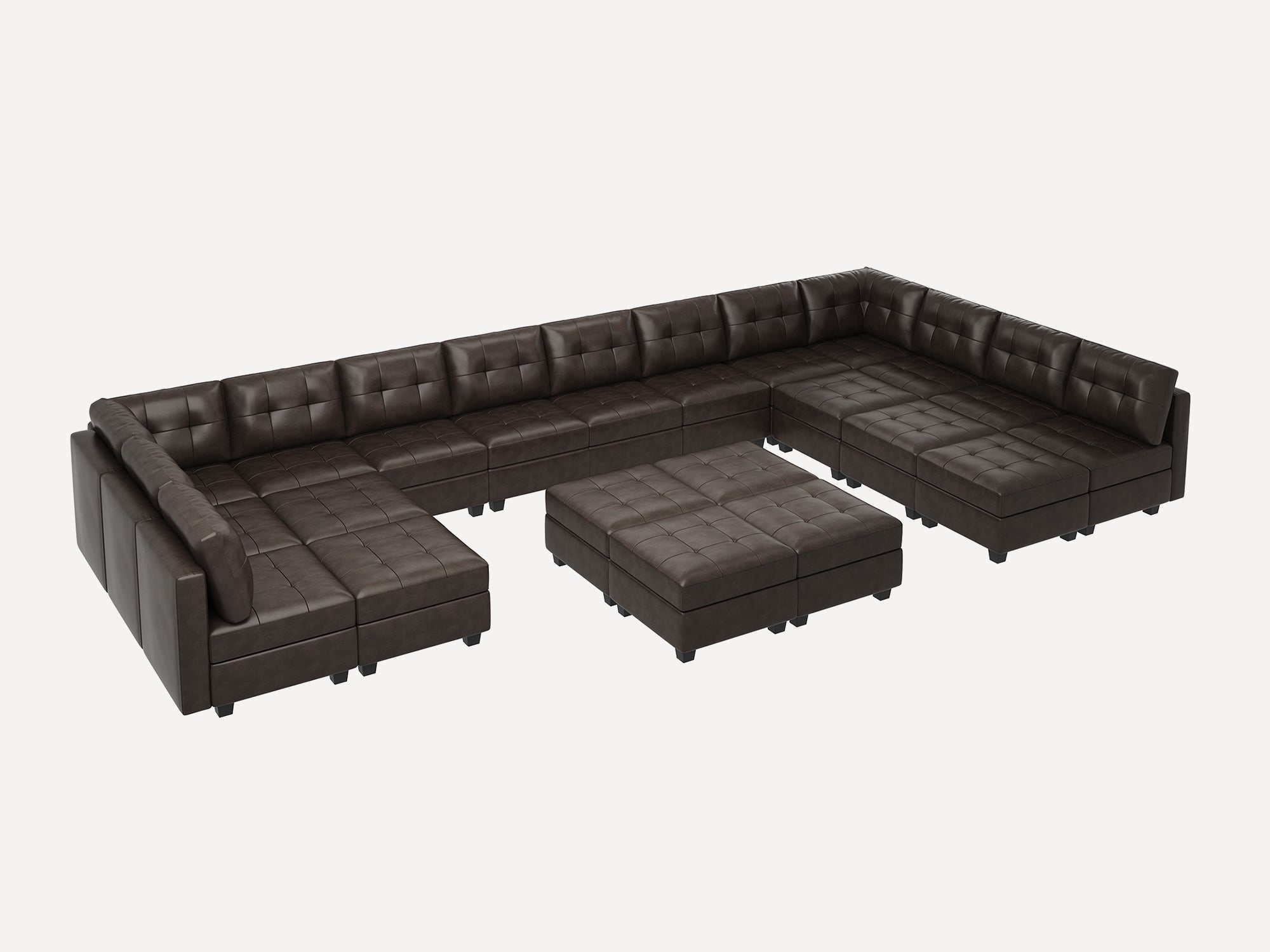 HONBAY 22-Piece Faux Leather Modular Sleeper Sectional With Storage Seat