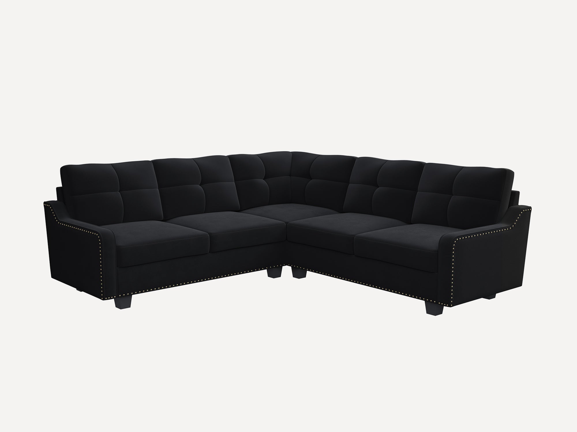 HONBAY 5 Piece Velvet Convertible Sectional