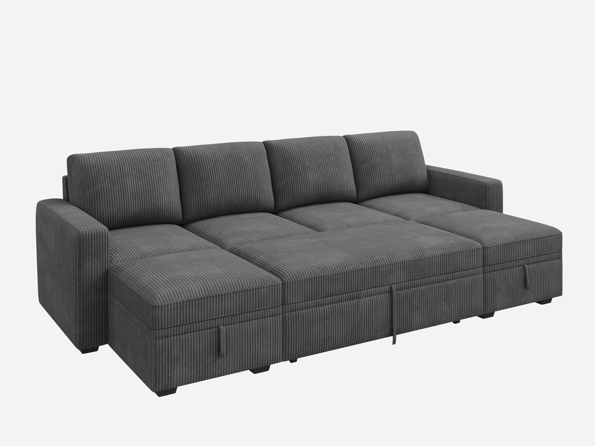 6-Piece Corduroy Modular Sleeper Sofa #Color_Corduroy Grey