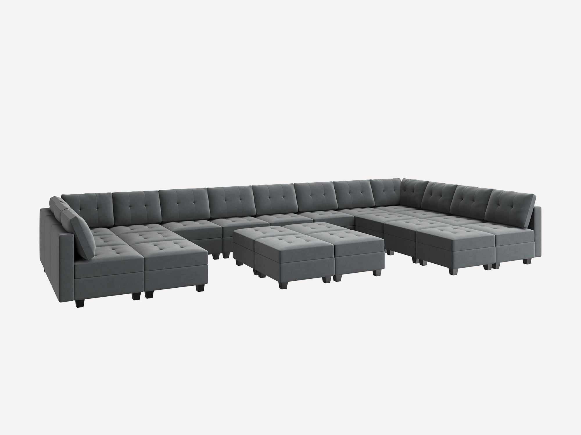 HONBAY 22-Piece Velvet Modular Sleeper Sectional With Storage Seat