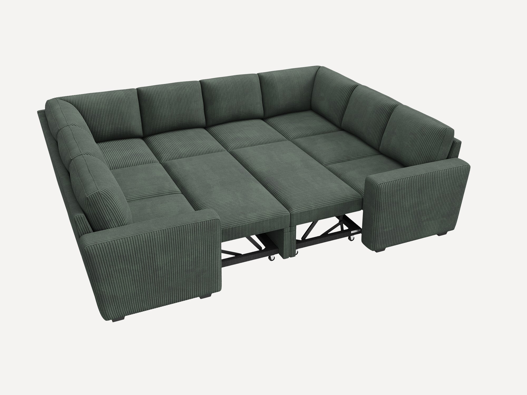 8-Piece Corduroy Modular Sleeper #Color_Corduroy Green