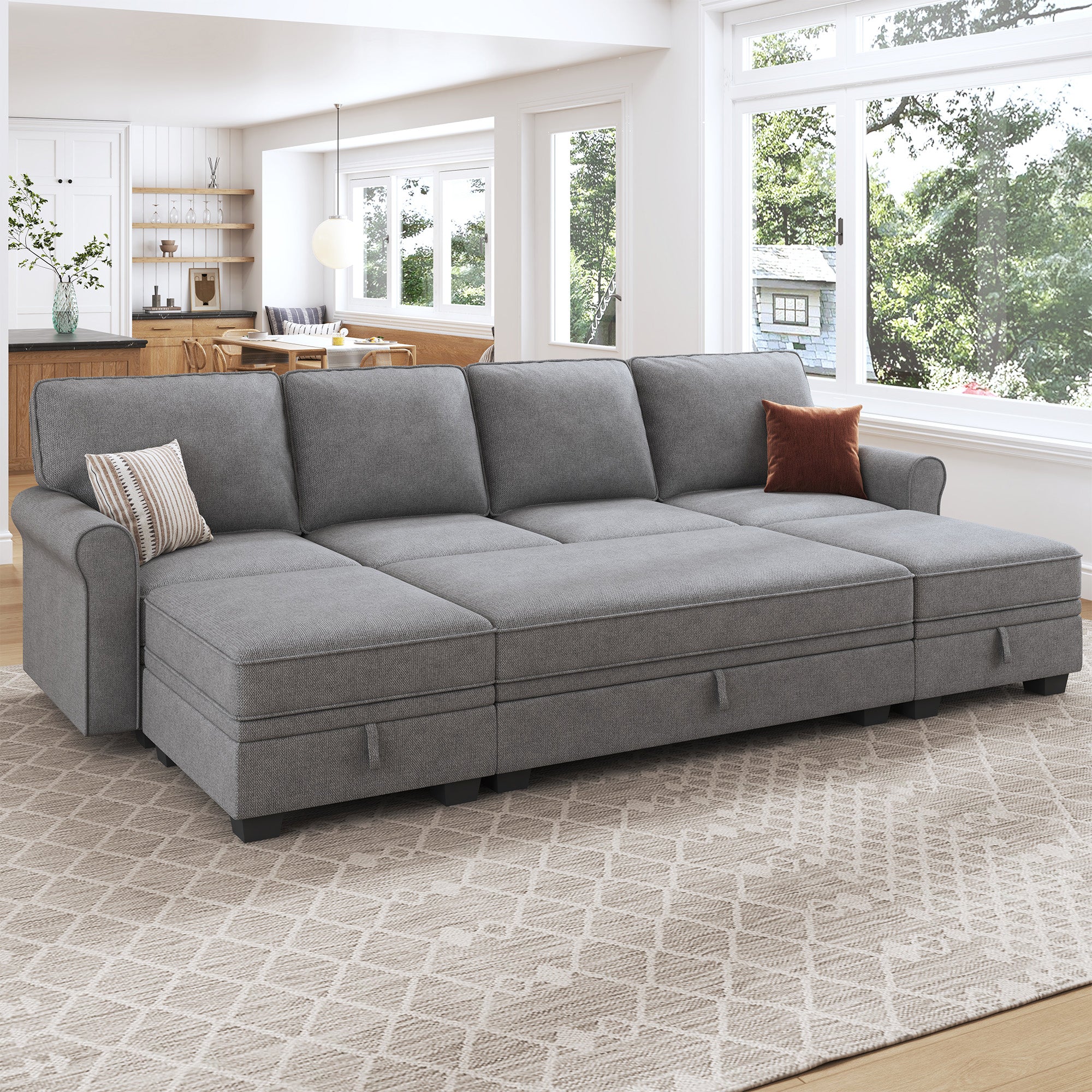 Sectional sofa bed #Color_Light Grey