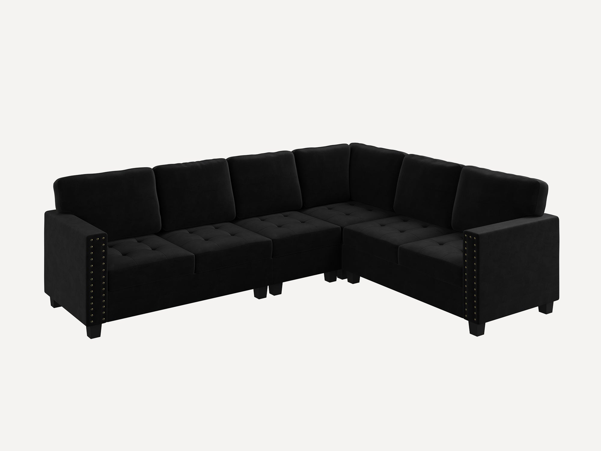 HONBAY 6 Piece Velvet Modular Sectional