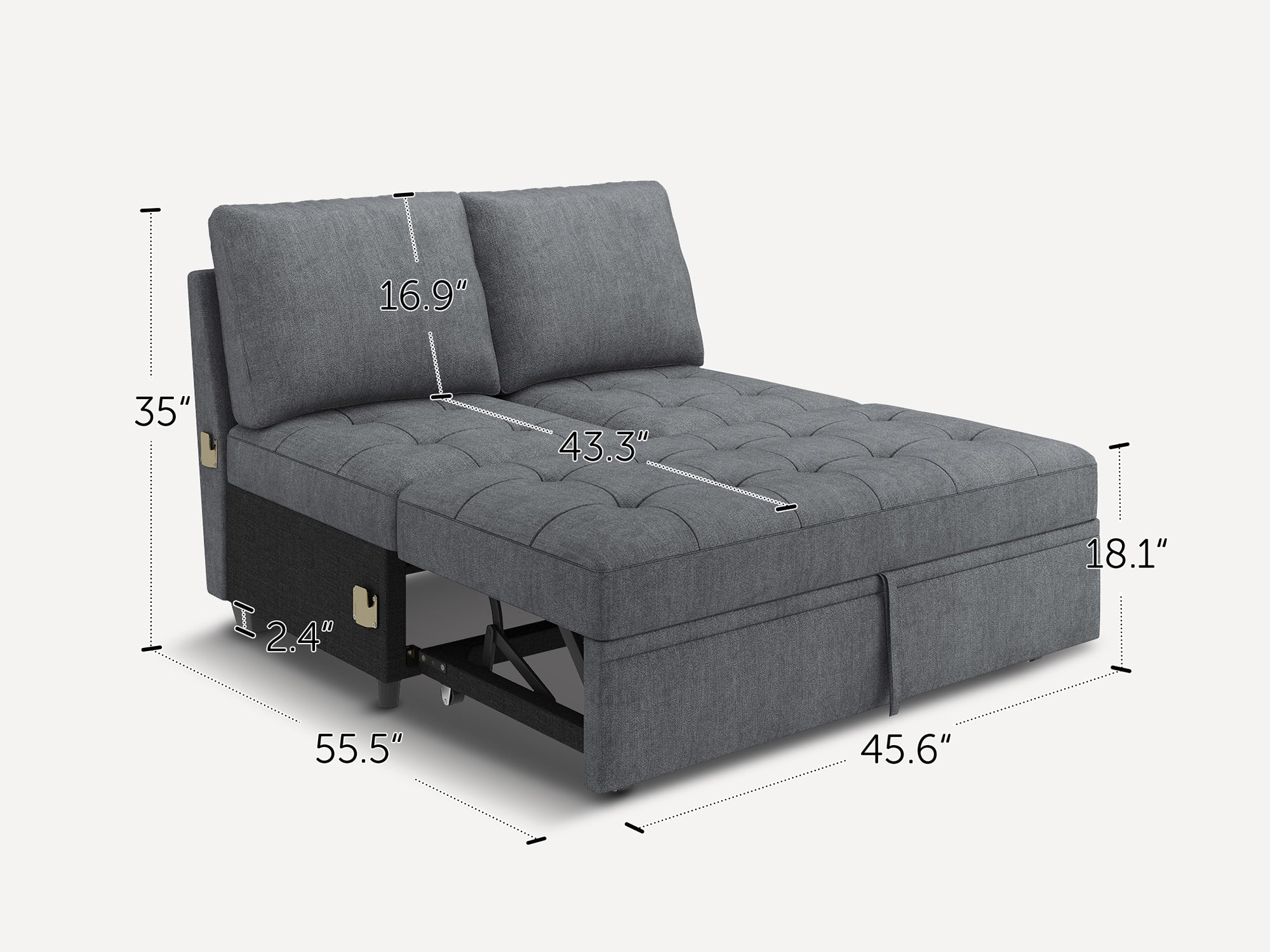 HONBAY 1 Piece Modular Sectional Sofa Pull Out Bed