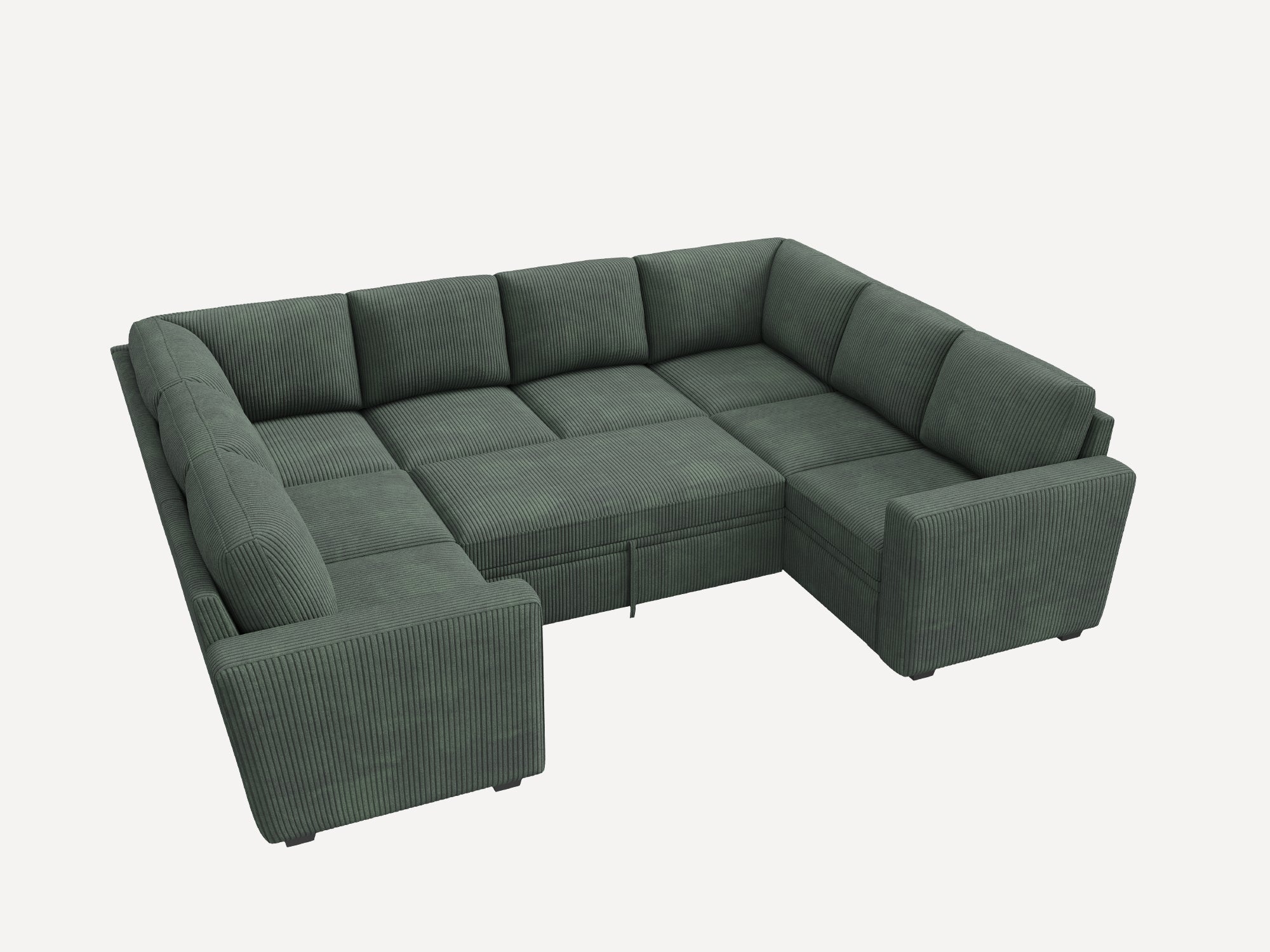 8-Piece Corduroy Modular Sleeper #Color_Green