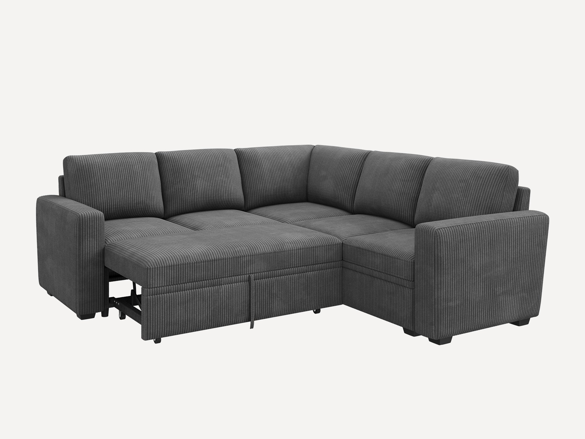 Modular Sleeper Sectional Sofa #Color_Corduroy Grey