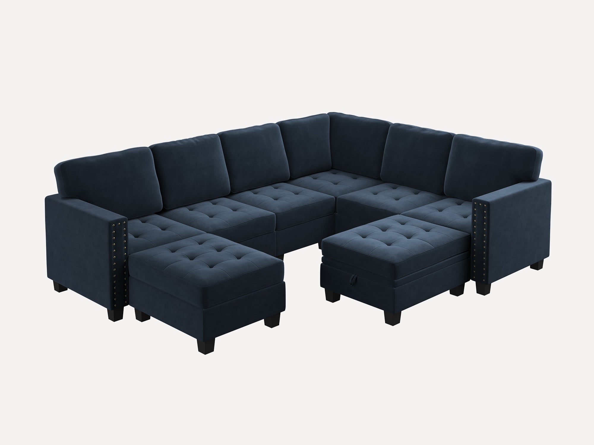 HONBAY 8-Piece Velvet Modular Sectional With Storage Ottoman