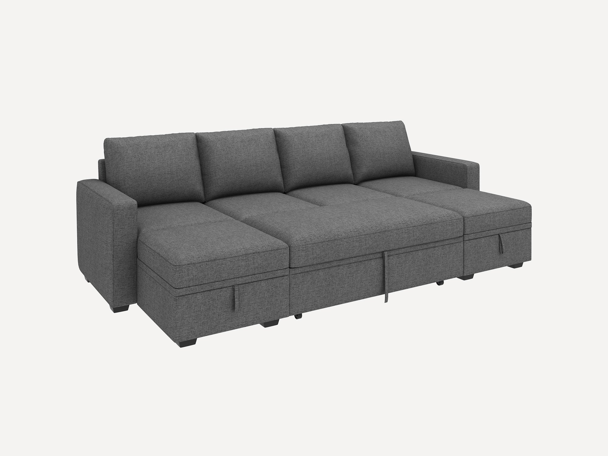 HONBAY Sleep Modular Sofa 6-Seat Sofa Bed with 4-Storage Space #Color_Dark Grey