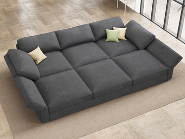 6-Piece Corduroy Modular Sectional Sleeper Cloud Sofa With Oversized Storage Seat#Color_Corduroy Grey