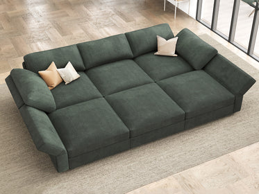 6-Piece Corduroy Modular Sectional Sleeper Cloud Sofa With Oversized Storage Seat#Color_Corduroy Green