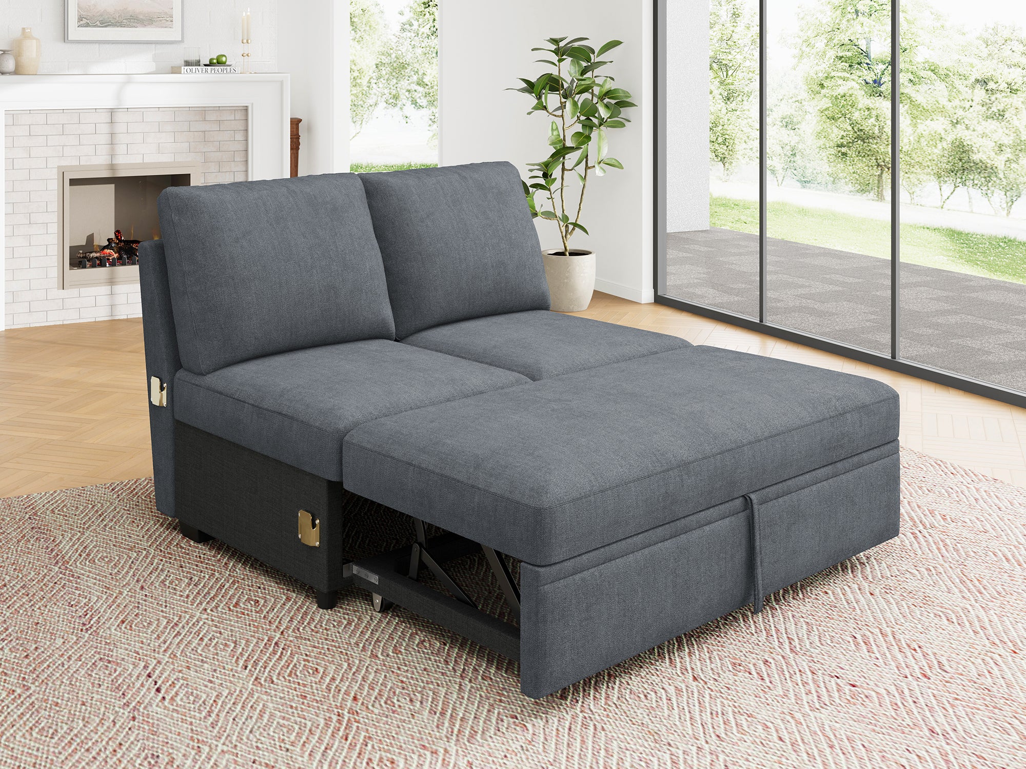 HONBAY 1 Piece Modular Sectional Sofa Pull Out Bed