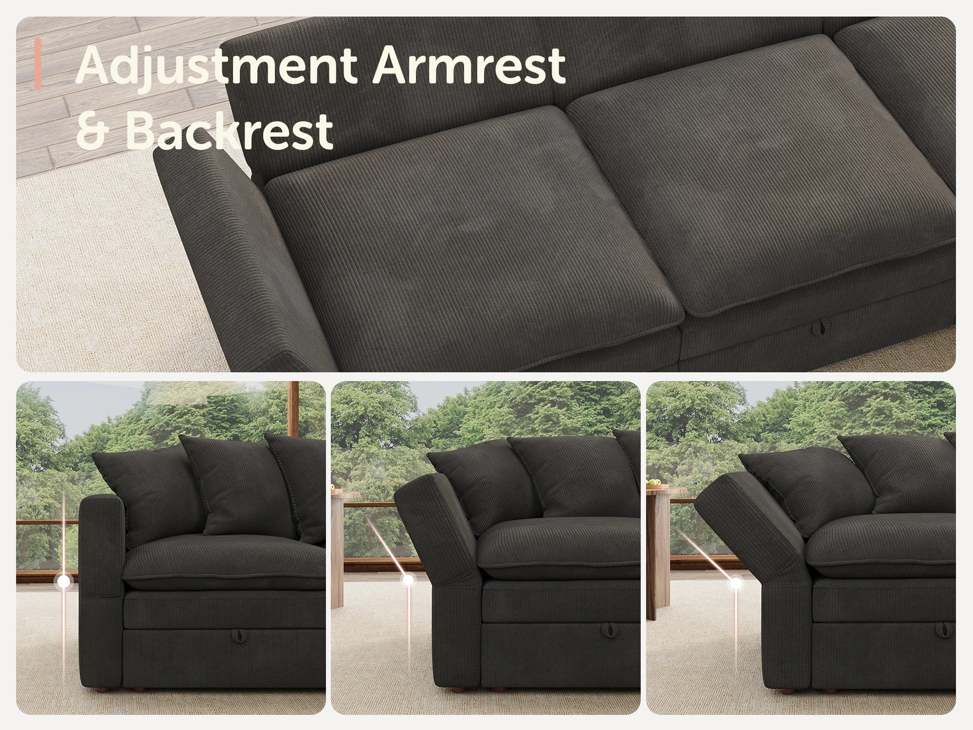 Opua Living Room Set 6 Seater Cloud Sectional with Armchair