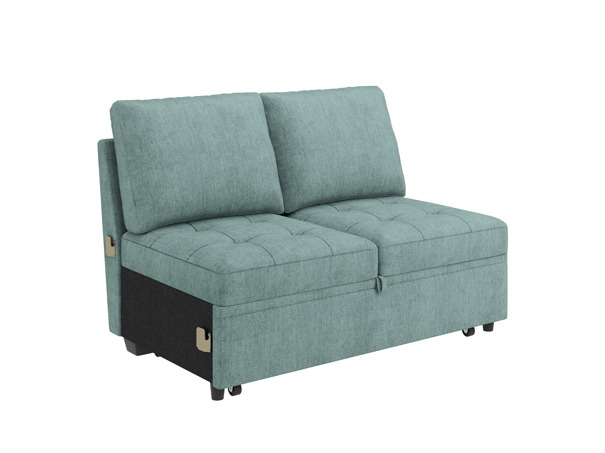 HONBAY 1 Piece Modular Sectional Pull Out Bed #Color_Aqua Blue