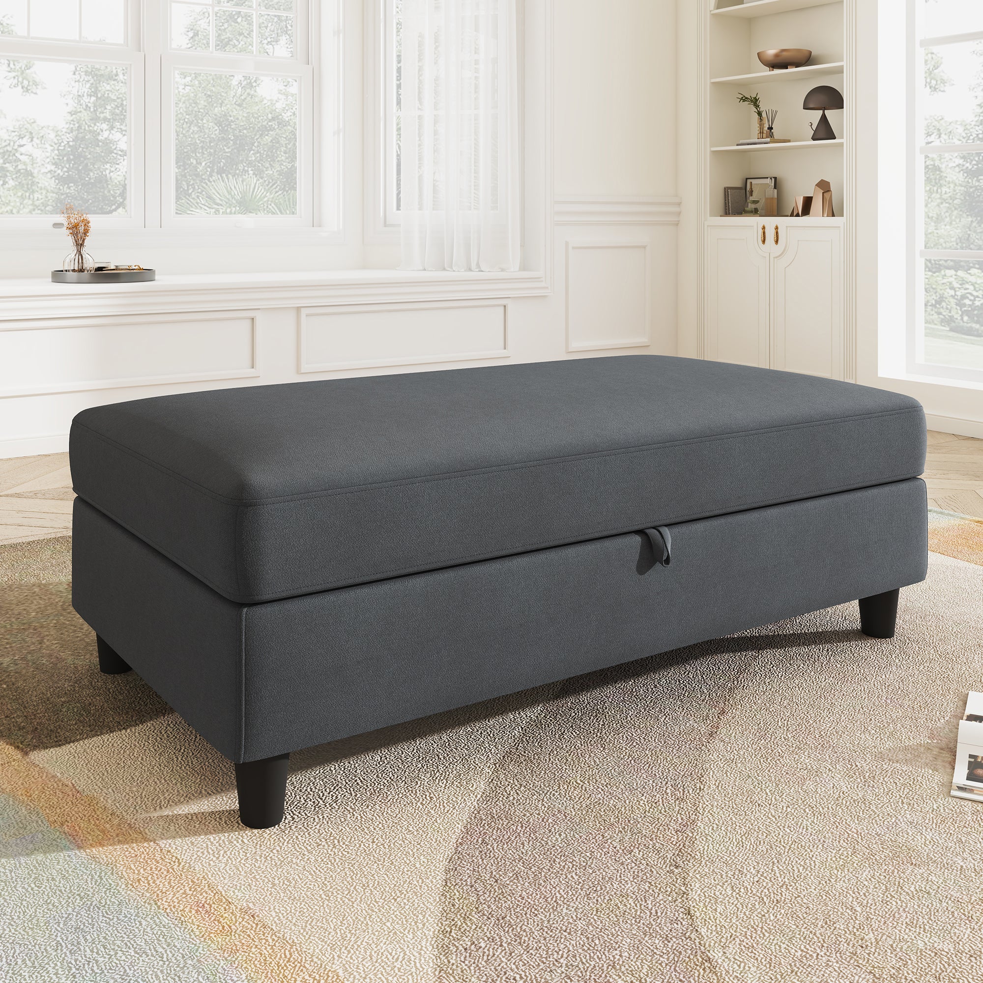 HONBAY 1 Piece Polyester Storage Ottoman