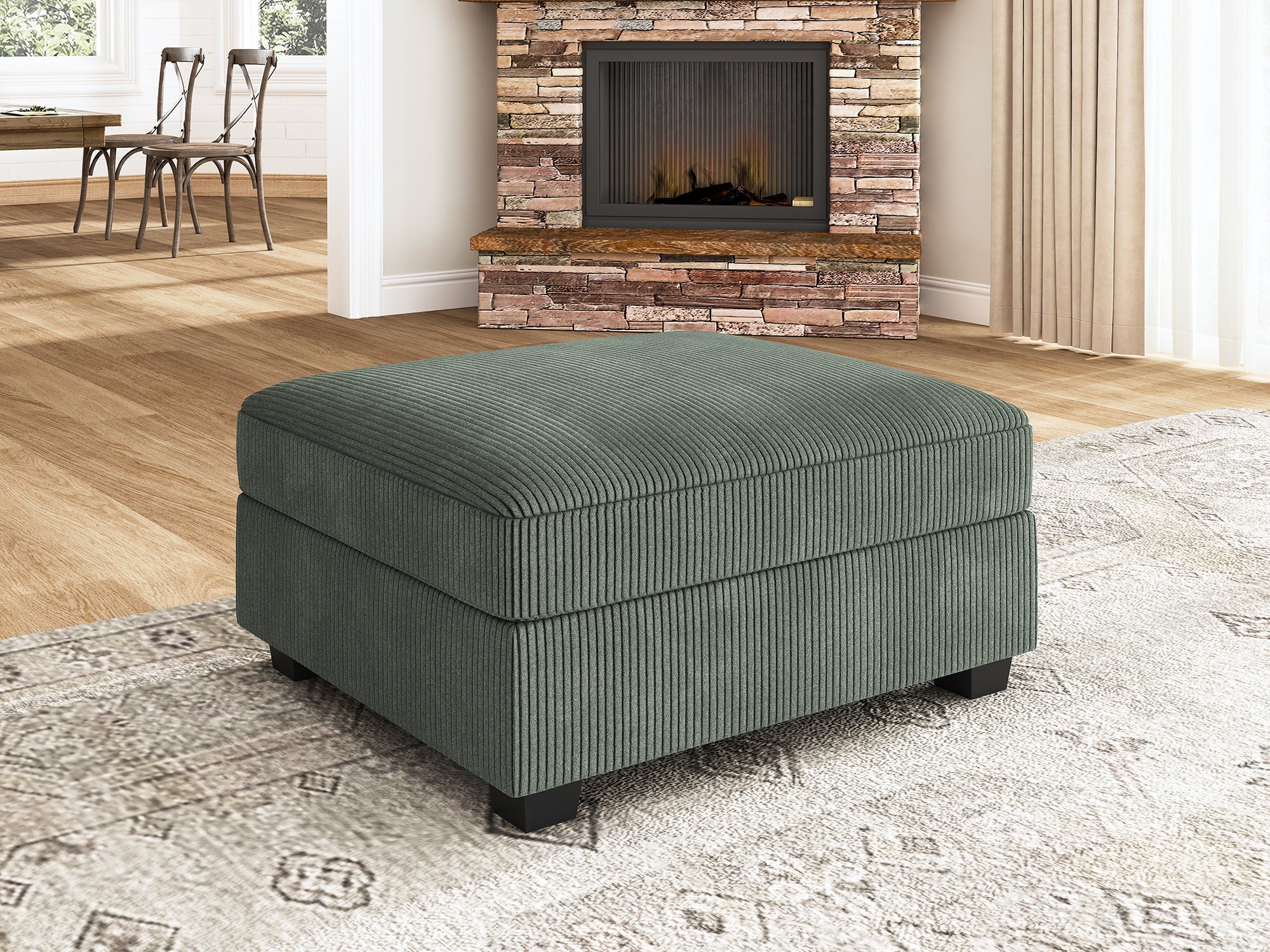 NOLANY 1 Piece Corduroy Modular Sectional Storage Ottoman