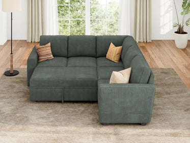  Corduroy Modular Sleeper Sectional Sofa #Color_Corduroy Green