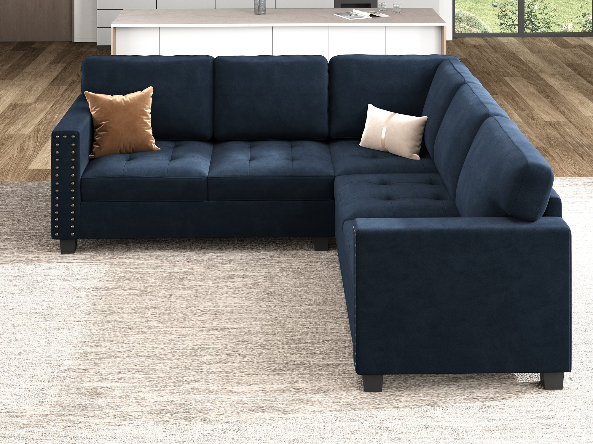 HONBAY 5 Piece Velvet Modular Sectional