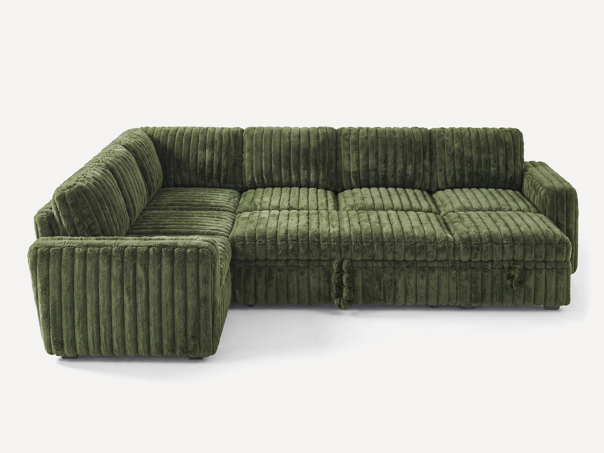 Molit 7-Piece Pull-Out Sectional
 #Color_Faux Rabbit Fur Green
