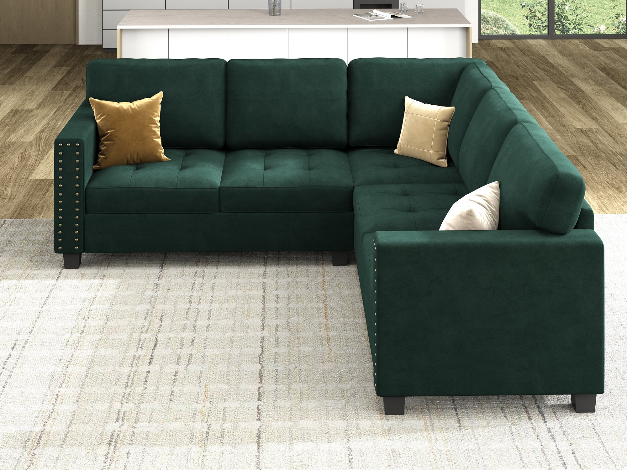 HONBAY 5 Piece Velvet Modular Sectional