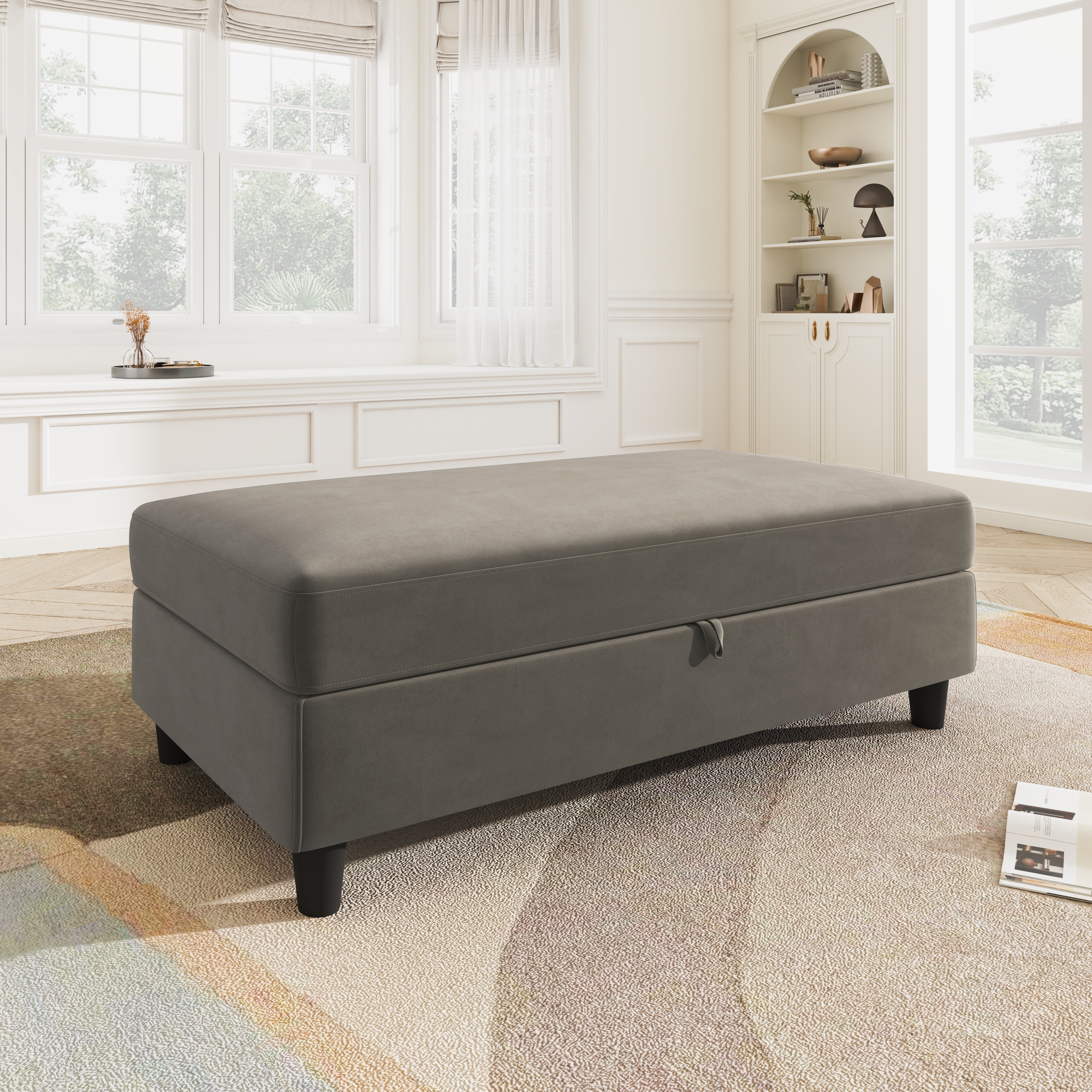 HONBAY Storage Ottoman for U-Shaped Sectional Sofa Couch