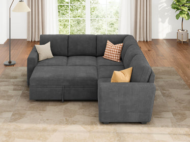 Modular Sleeper Sectional Sofa #Color_Corduroy Grey