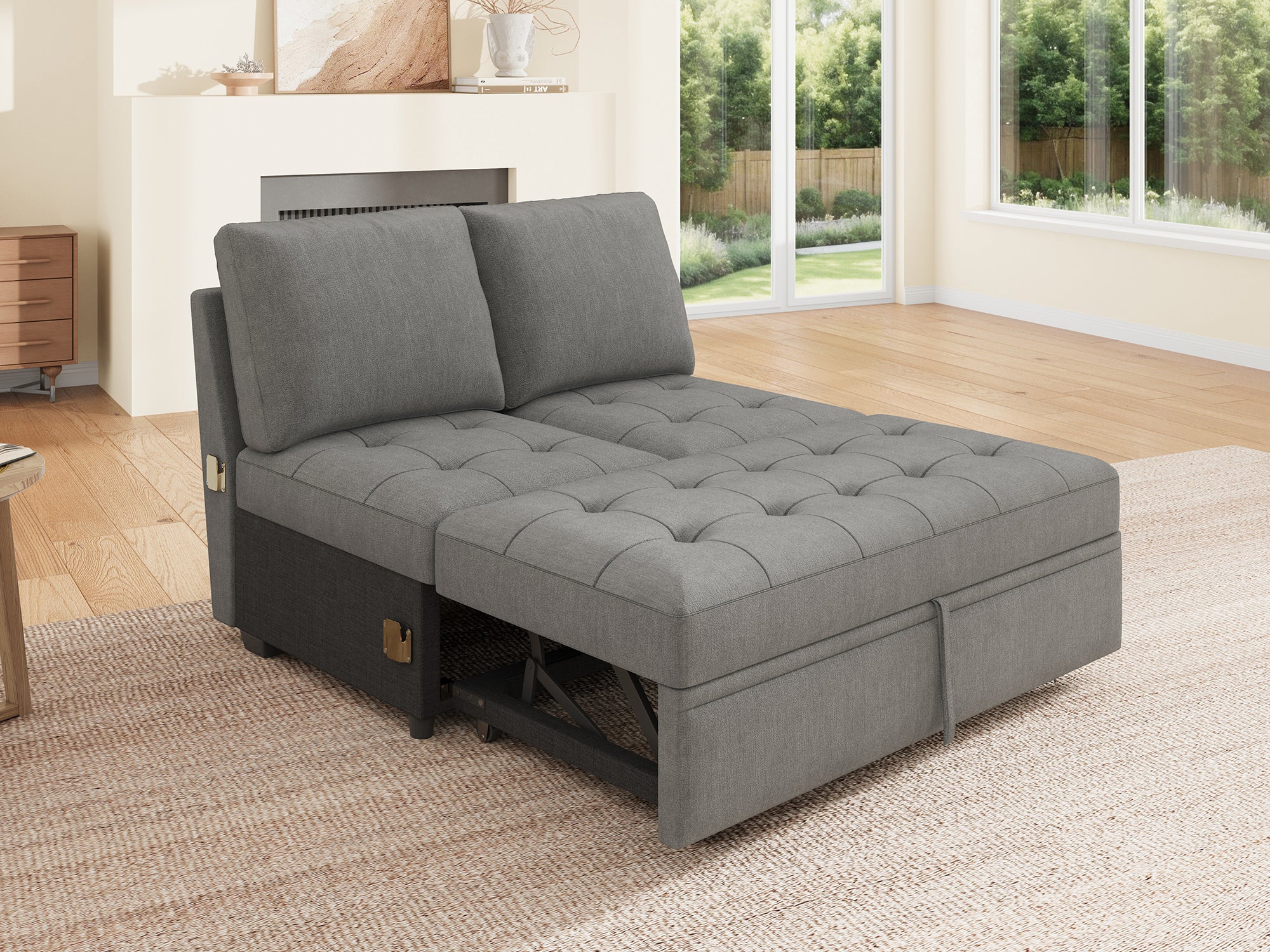 HONBAY 1 Piece Modular Sectional Sofa Pull Out Bed