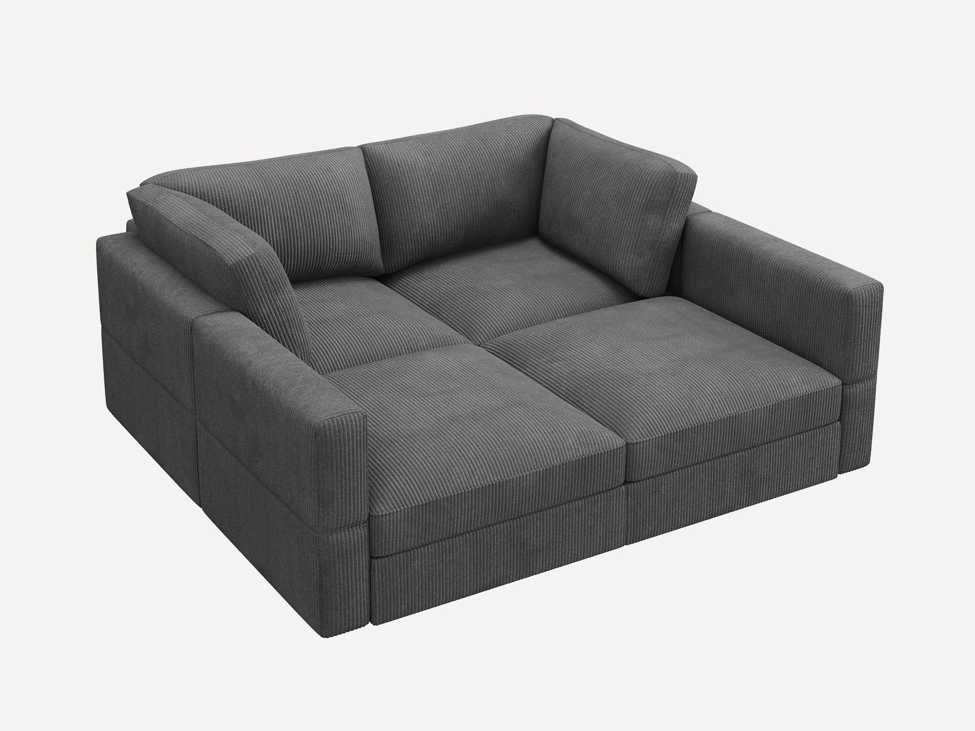 4-Piece Corduroy Modular Sectional Sleeper Cloud Sofa With Oversized Storage Seat #Color_Corduroy Grey