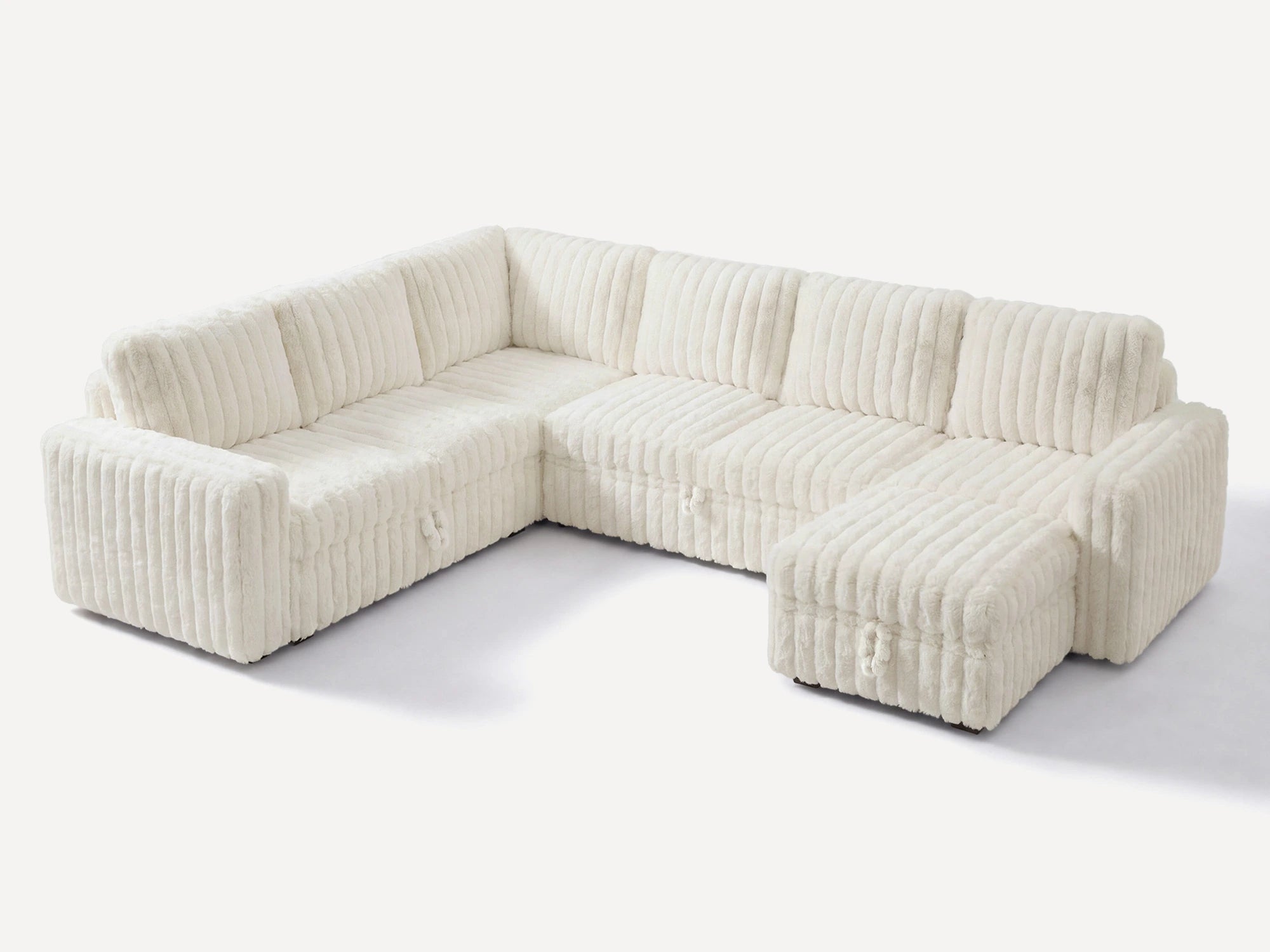 Molit 7-Piece Pull-Out Sectional
 #Color_Faux Rabbit Fur Ivory