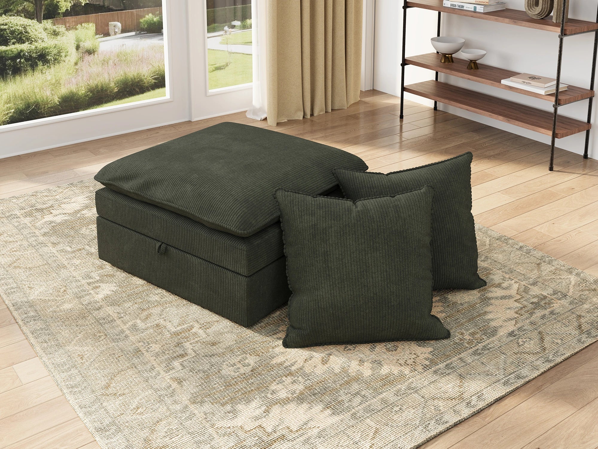 Opua Corduroy Cloud Ottoman with 2 Back Cushions