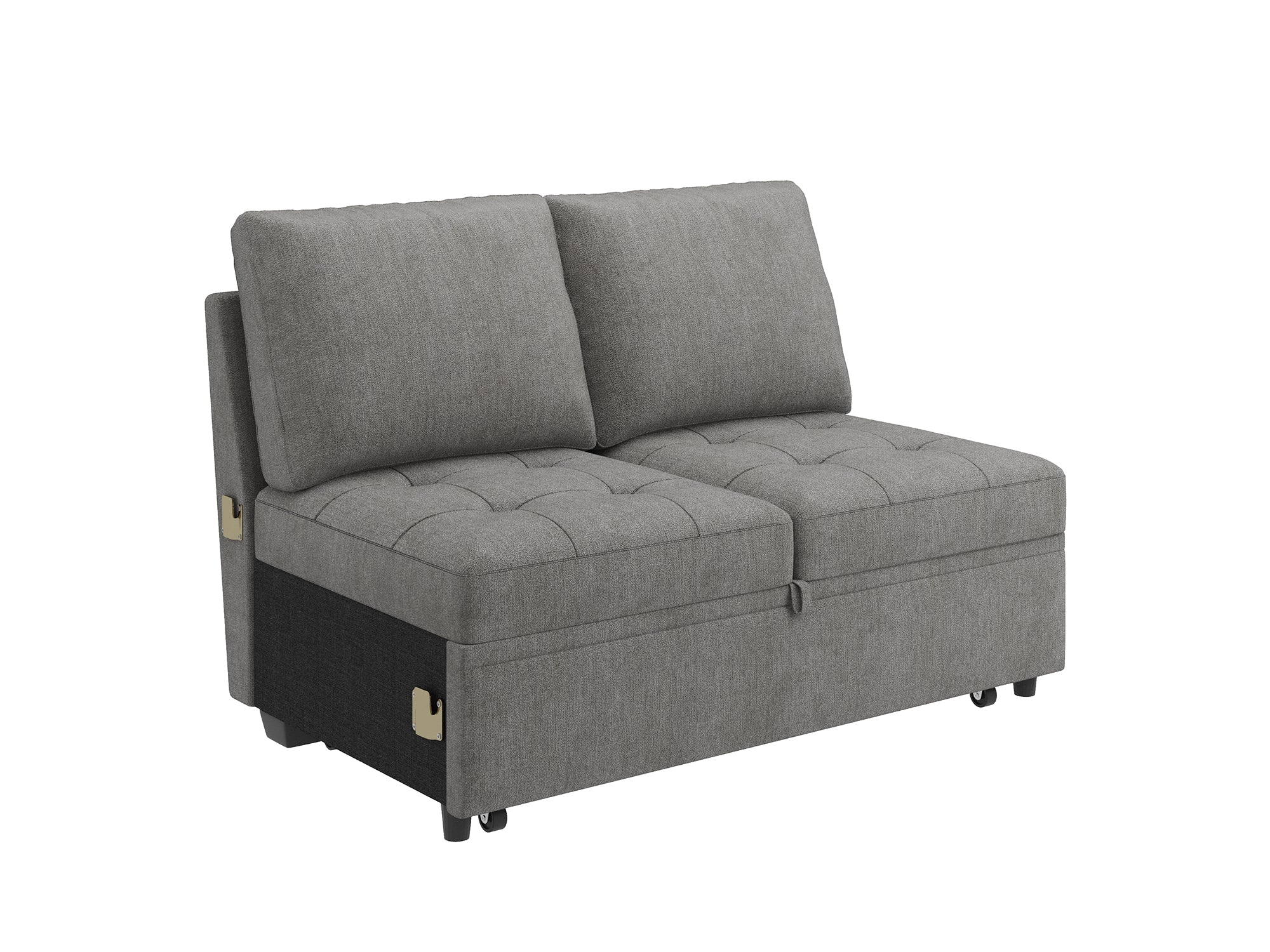 HONBAY 1 Piece Modular Sectional Pull Out Bed #Color_Warm Grey II