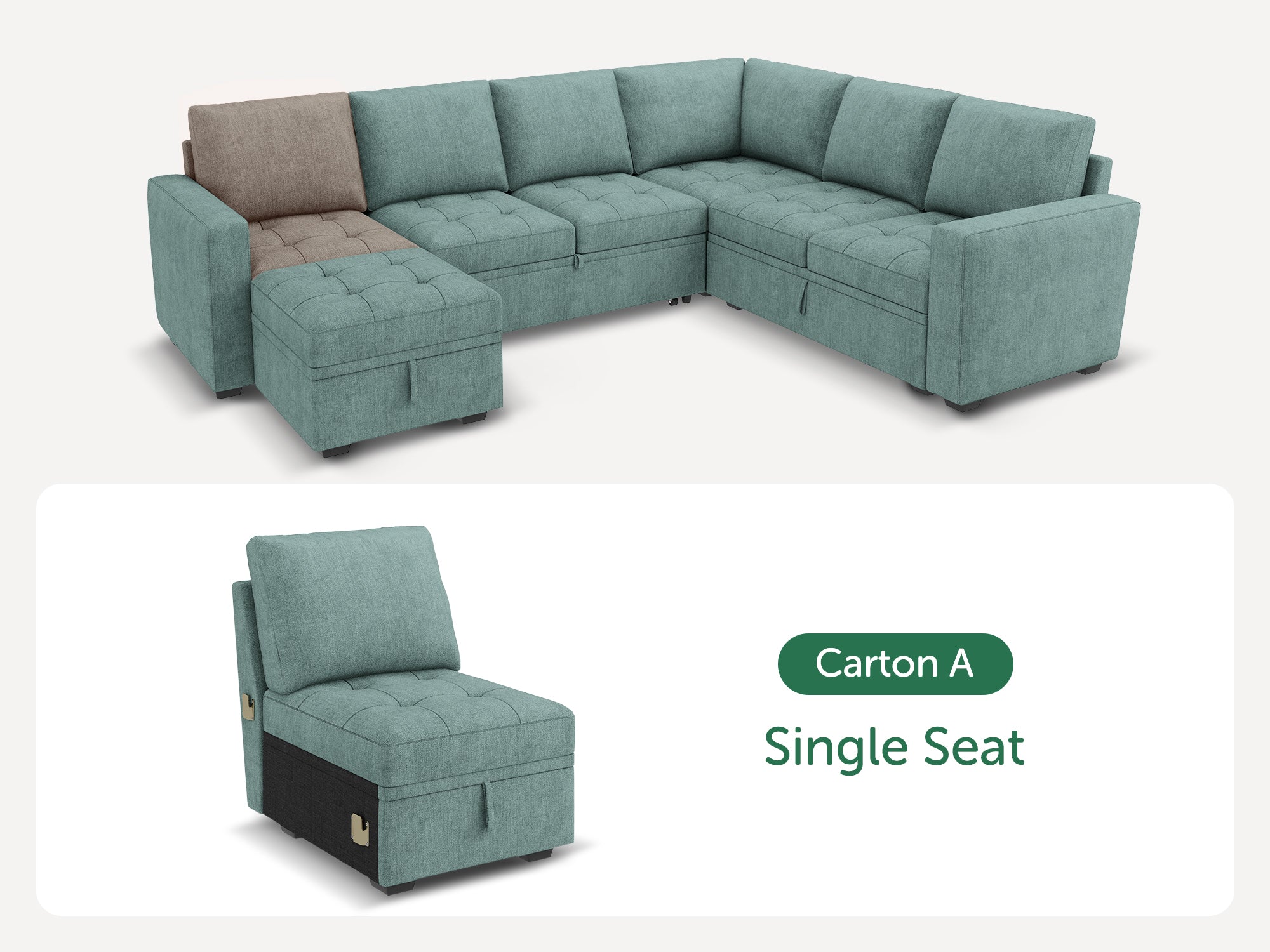 HONBAY 1 Piece Modular Sectional Sofa With Storage Seat