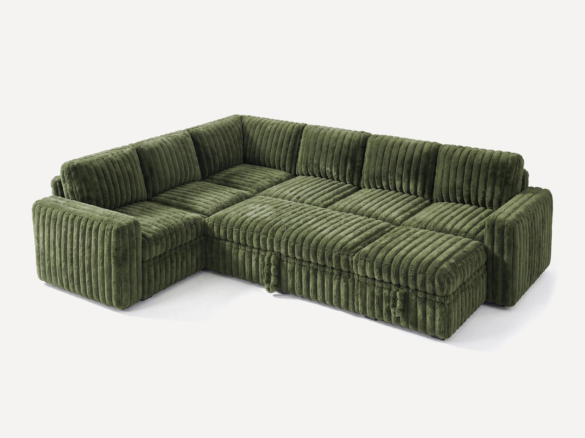 Molit 7-Piece Pull-Out Sectional
 #Color_Faux Rabbit Fur Green