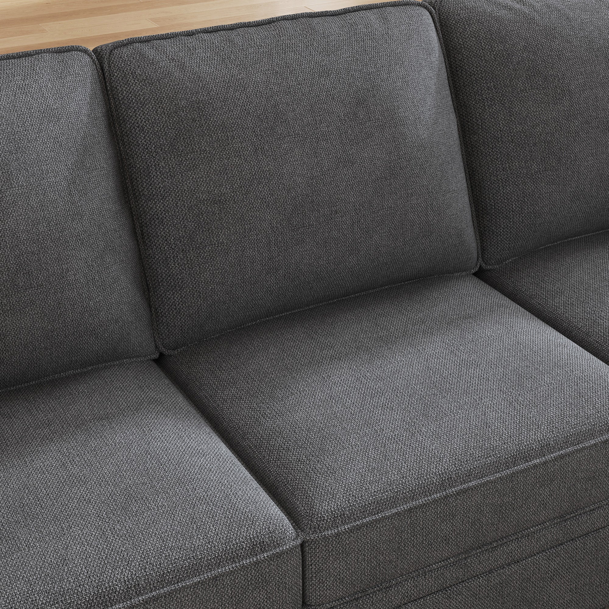 HONBAY 4-Seat Sectional Sofa U-Shaped Sofa with Storage Seat Media#Color_Dark Grey