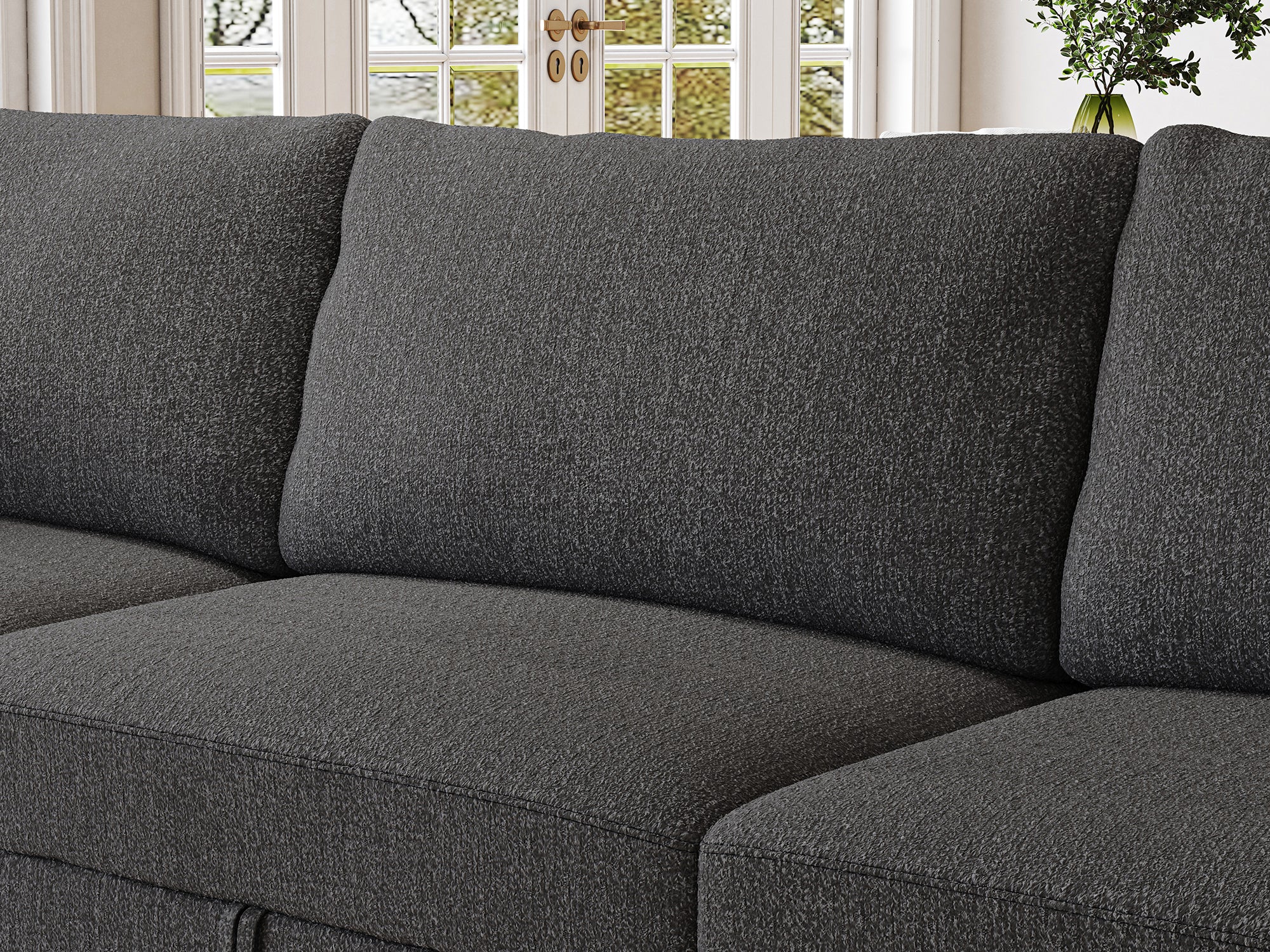 HONBAY 5-Piece Polyester Modular Sectional With Storage Seat