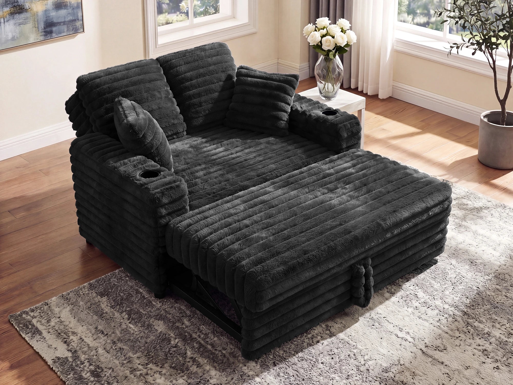 #Color_Faux Rabbit Fur Black