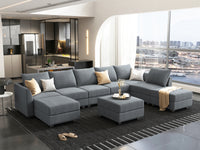 6-Seat Convertible Modular Sectional U Shaped Sofa Couch for Living ...