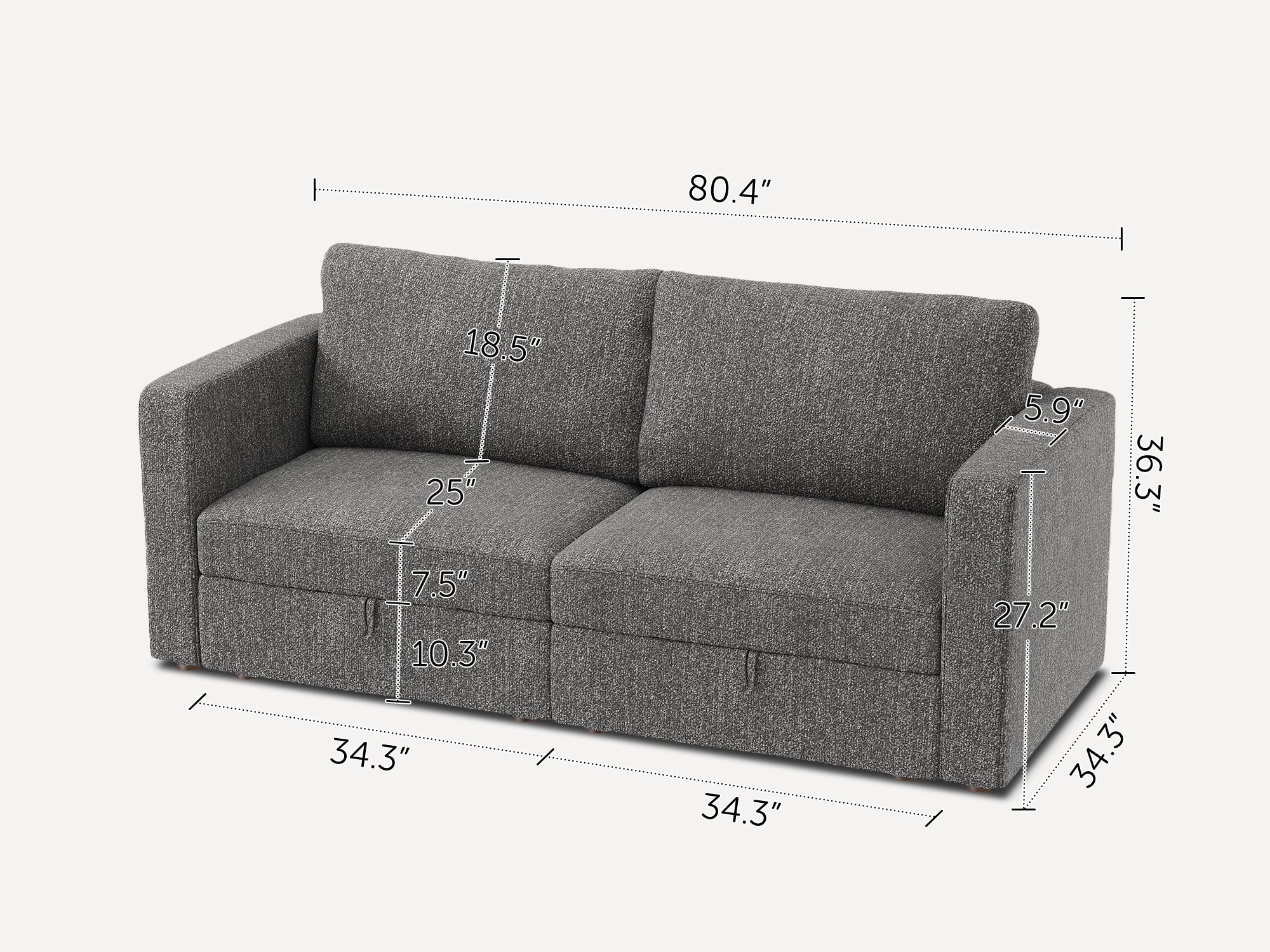 HONBAY 2-Piece Polyester Modular Sectional With Storage Seat