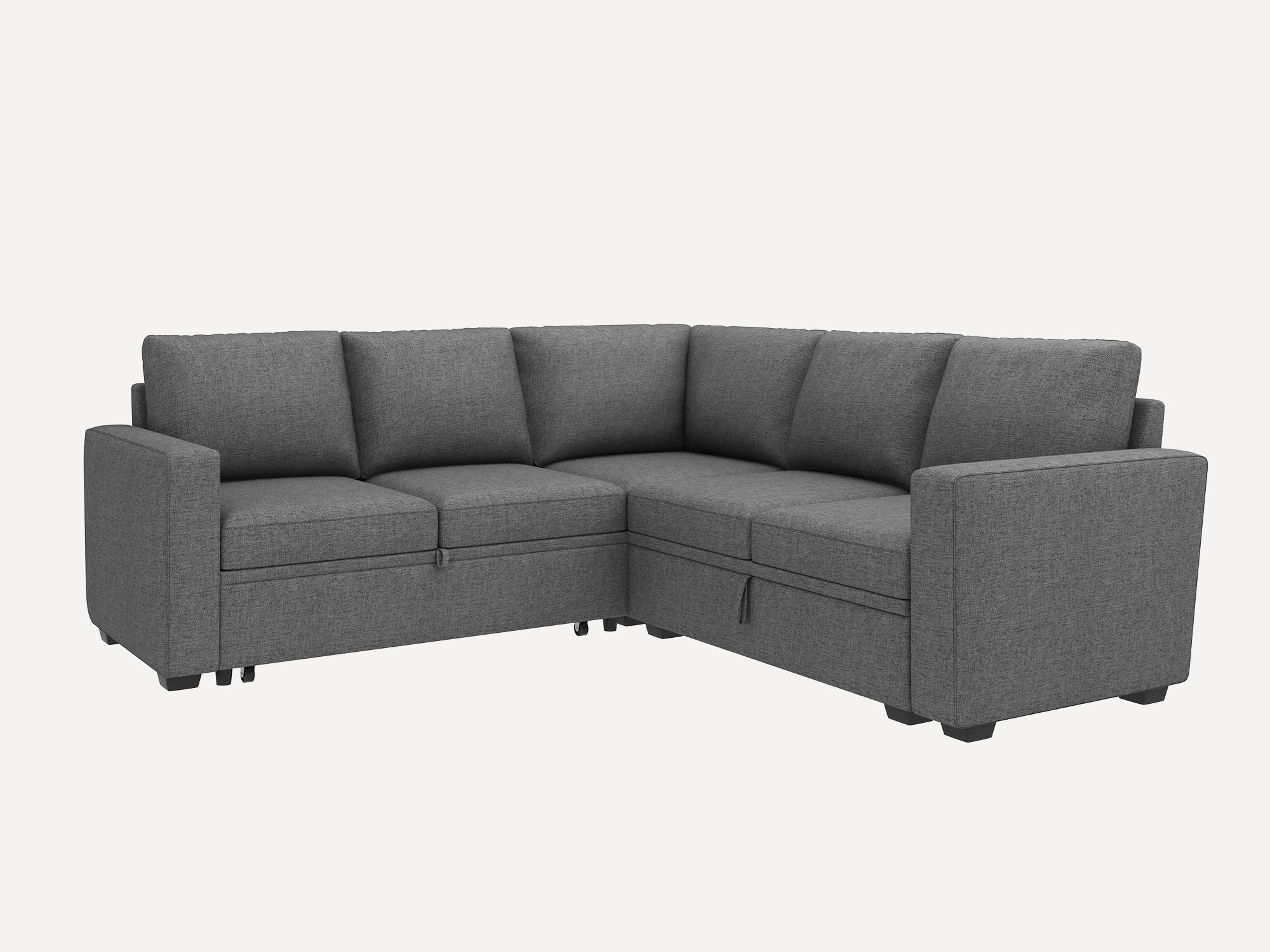 HONBAY 5-Piece Polyester Modular Sleeper Sectional With Storage Space #Color_Dark Grey