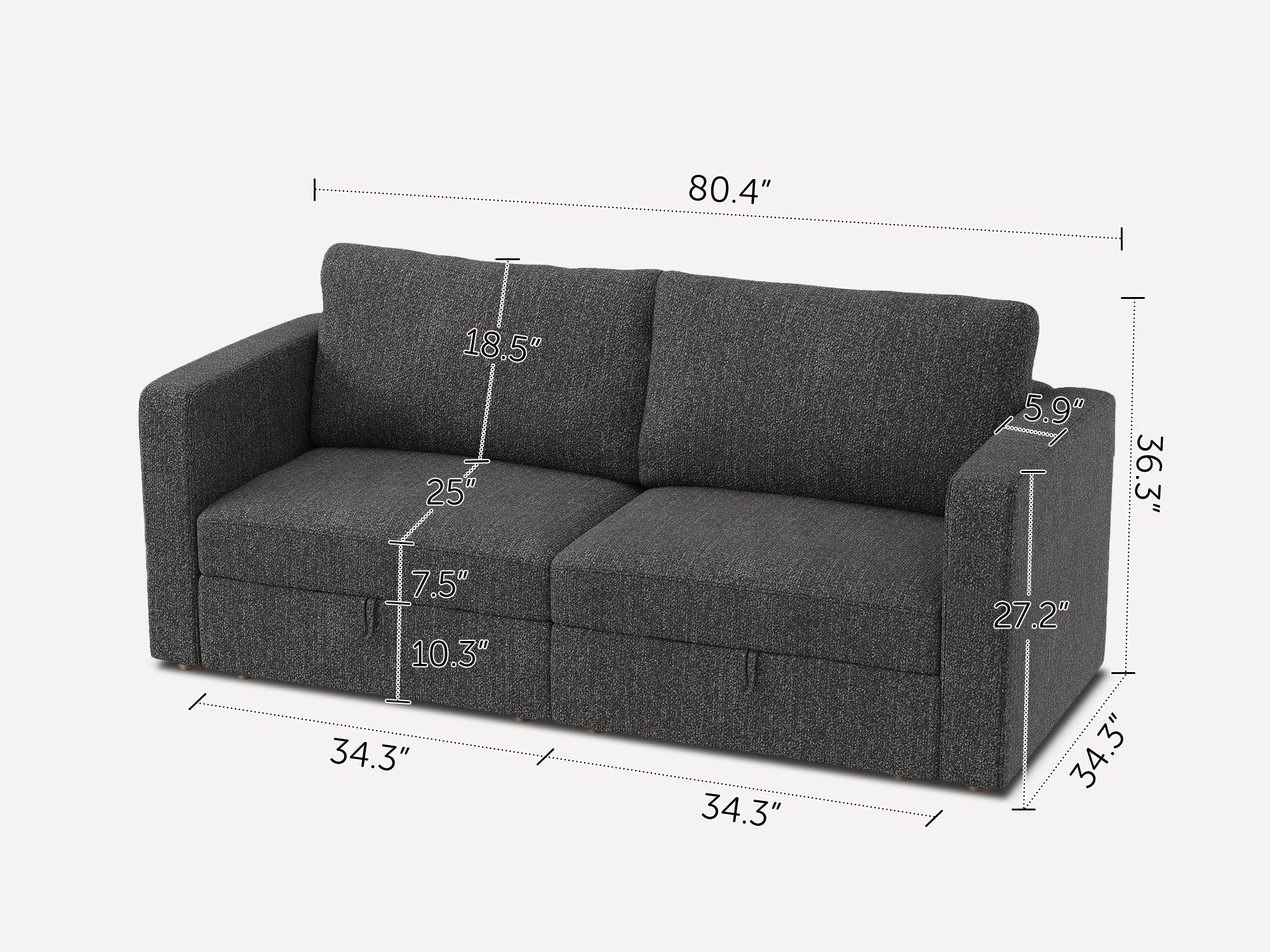 HONBAY 2-Piece Polyester Modular Sectional With Storage Seat