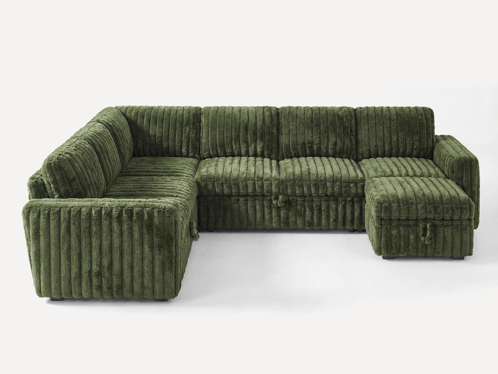 Molit 7-Piece Pull-Out Sectional
 #Color_Faux Rabbit Fur Green