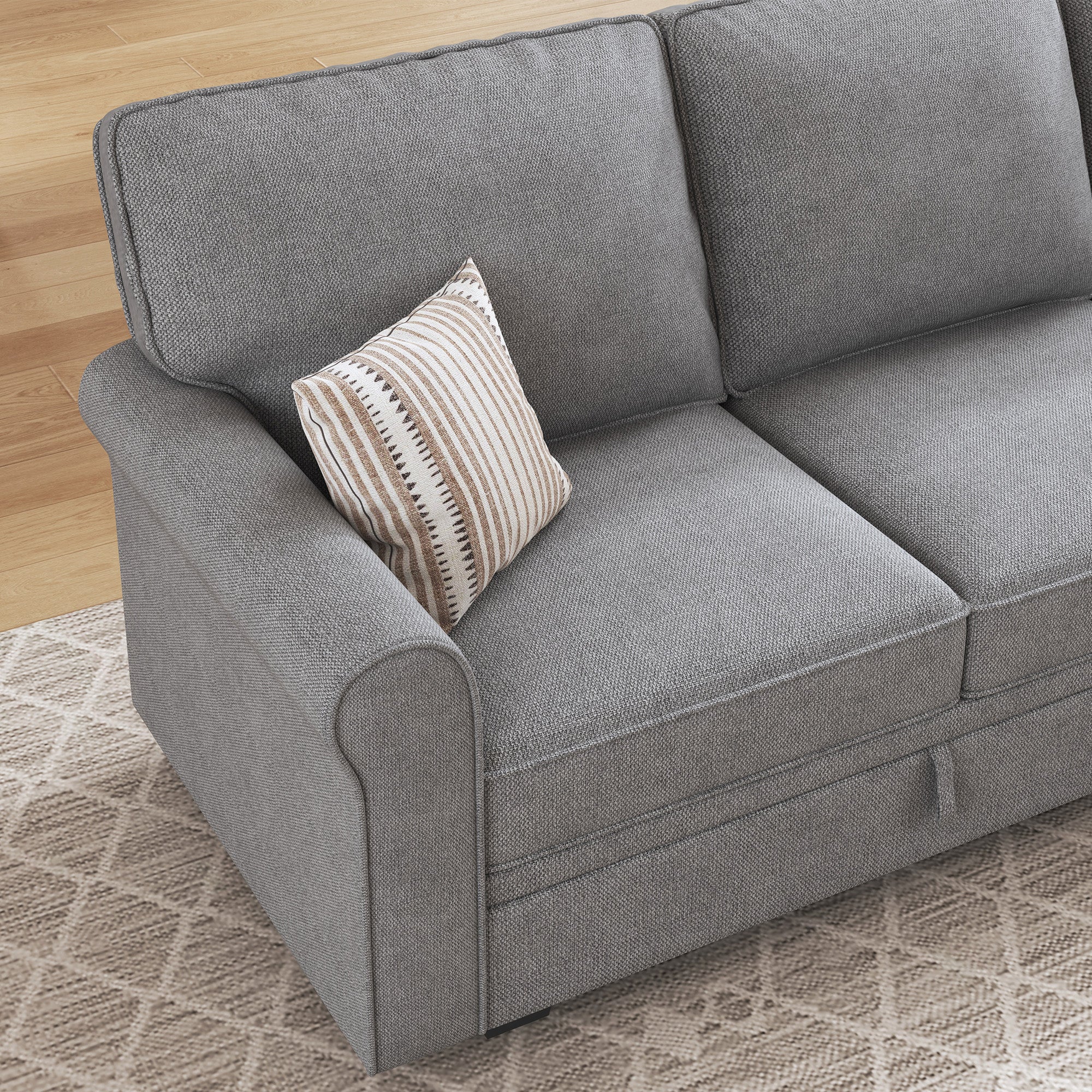 HONBAY 4-Seat Sectional Sofa U-Shaped Sofa with Storage Seat Media#Color_Light Grey