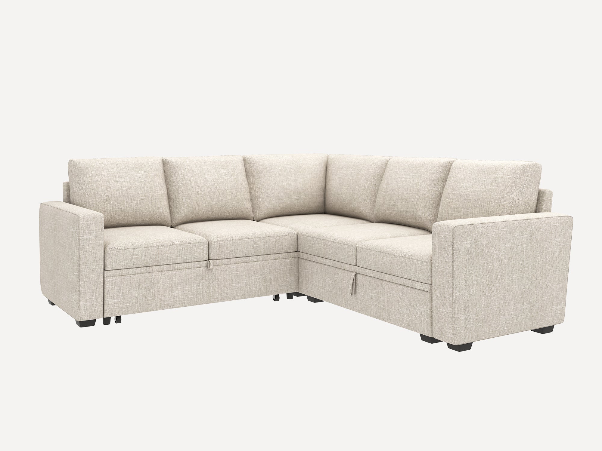 HONBAY 5-Piece Polyester Modular Sleeper Sectional With Storage Space #Color_Beige