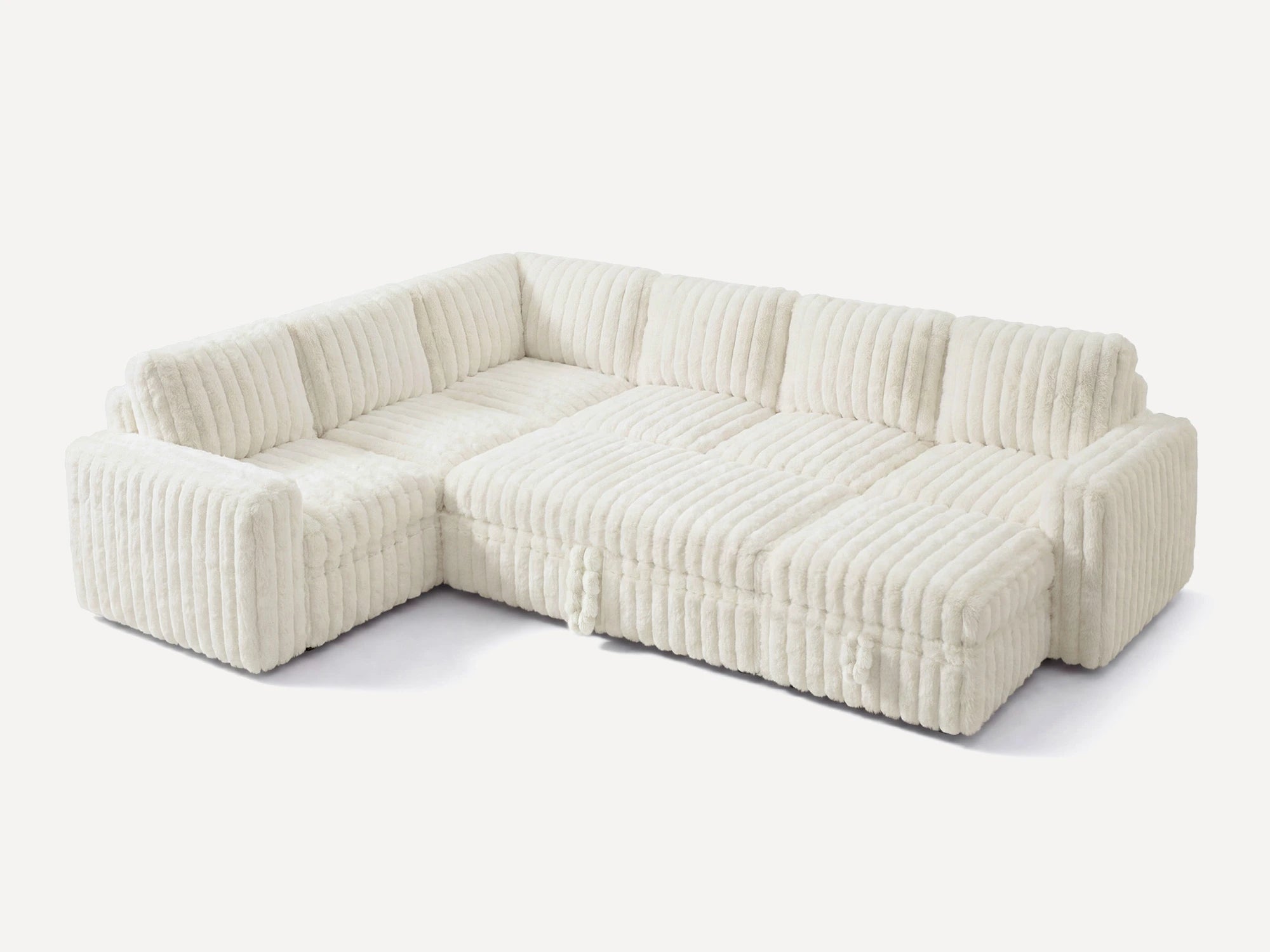 Molit 7-Piece Pull-Out Sectional
 #Color_Faux Rabbit Fur Ivory