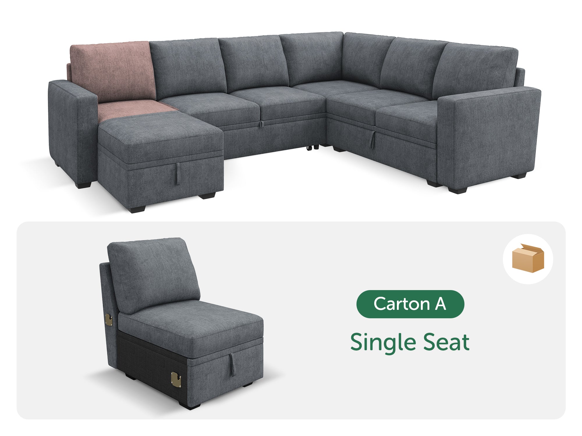 HONBAY 1 Piece Modular Sectional Sofa With Storage Seat