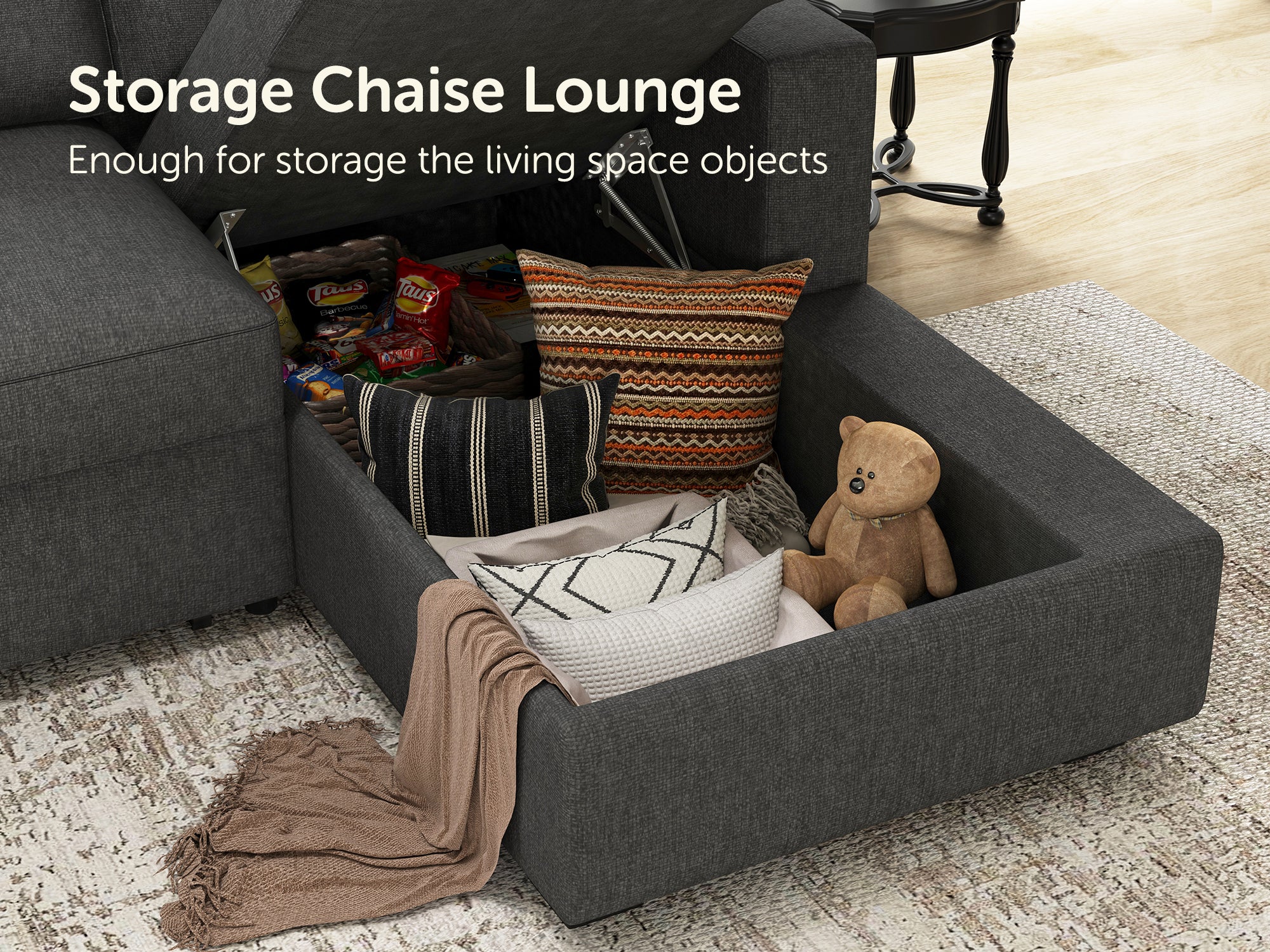 Couch with chaise lounge and pull out discount bed