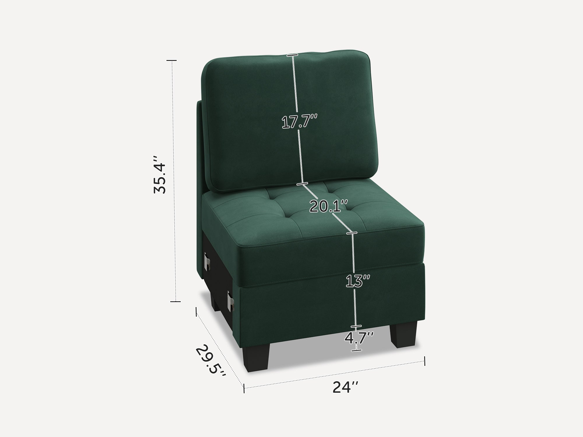 HONBAY 1 Piece Velvet Modular Seat